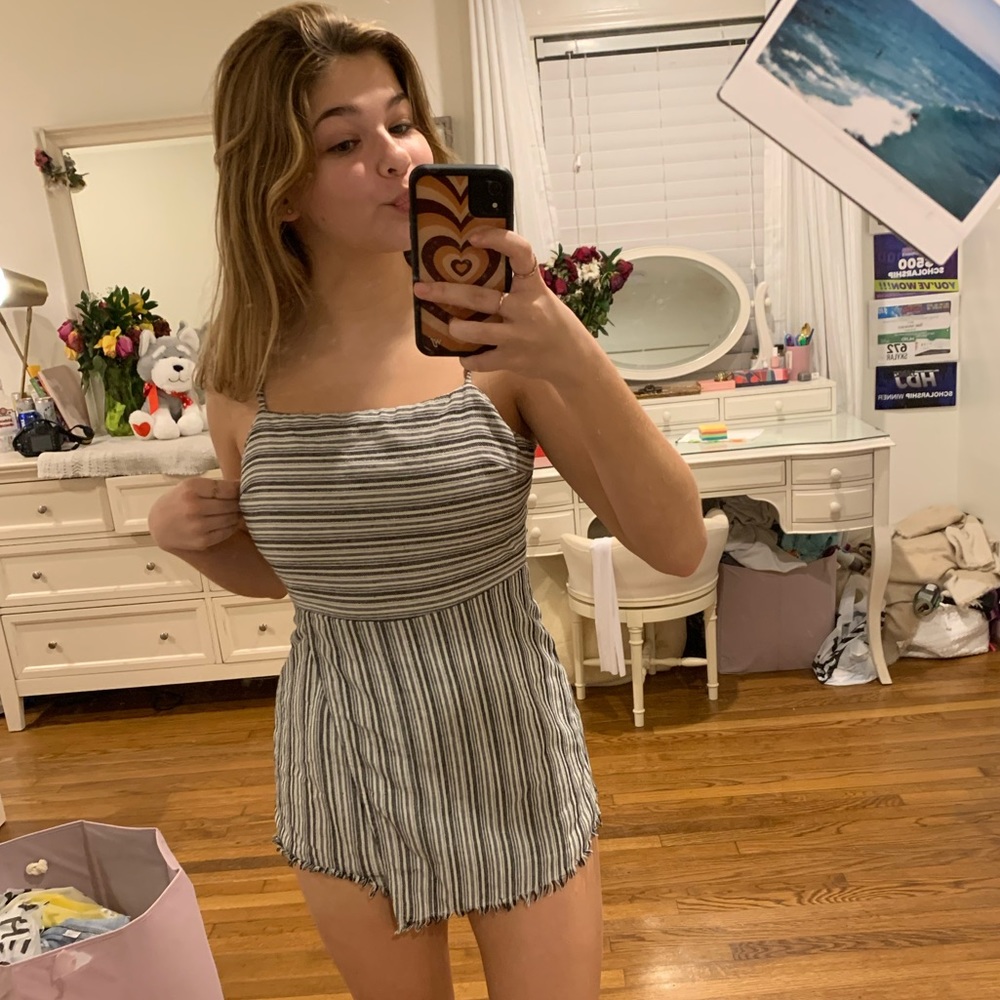 CUTE black and white stripped romper